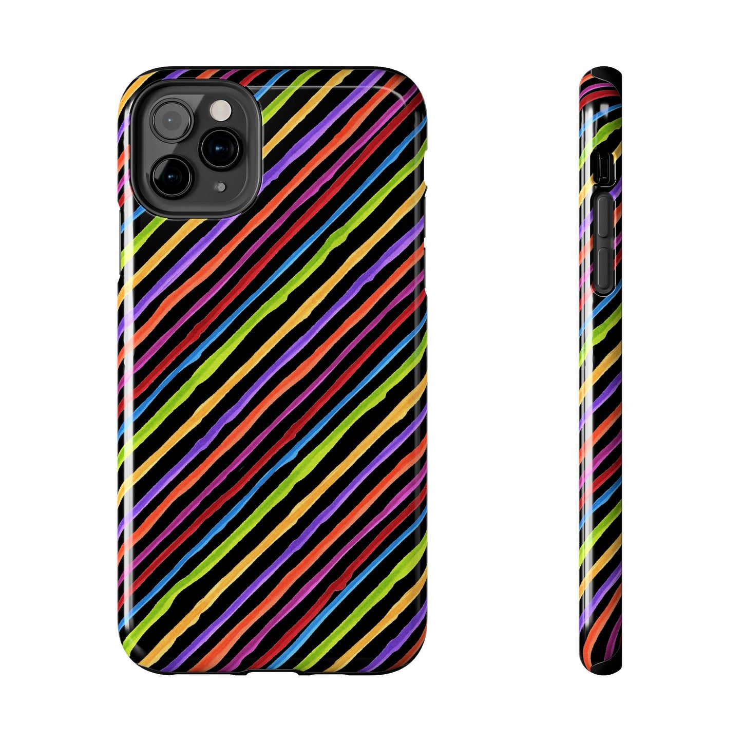 Quirky Bias Stripe Black Phone Case
