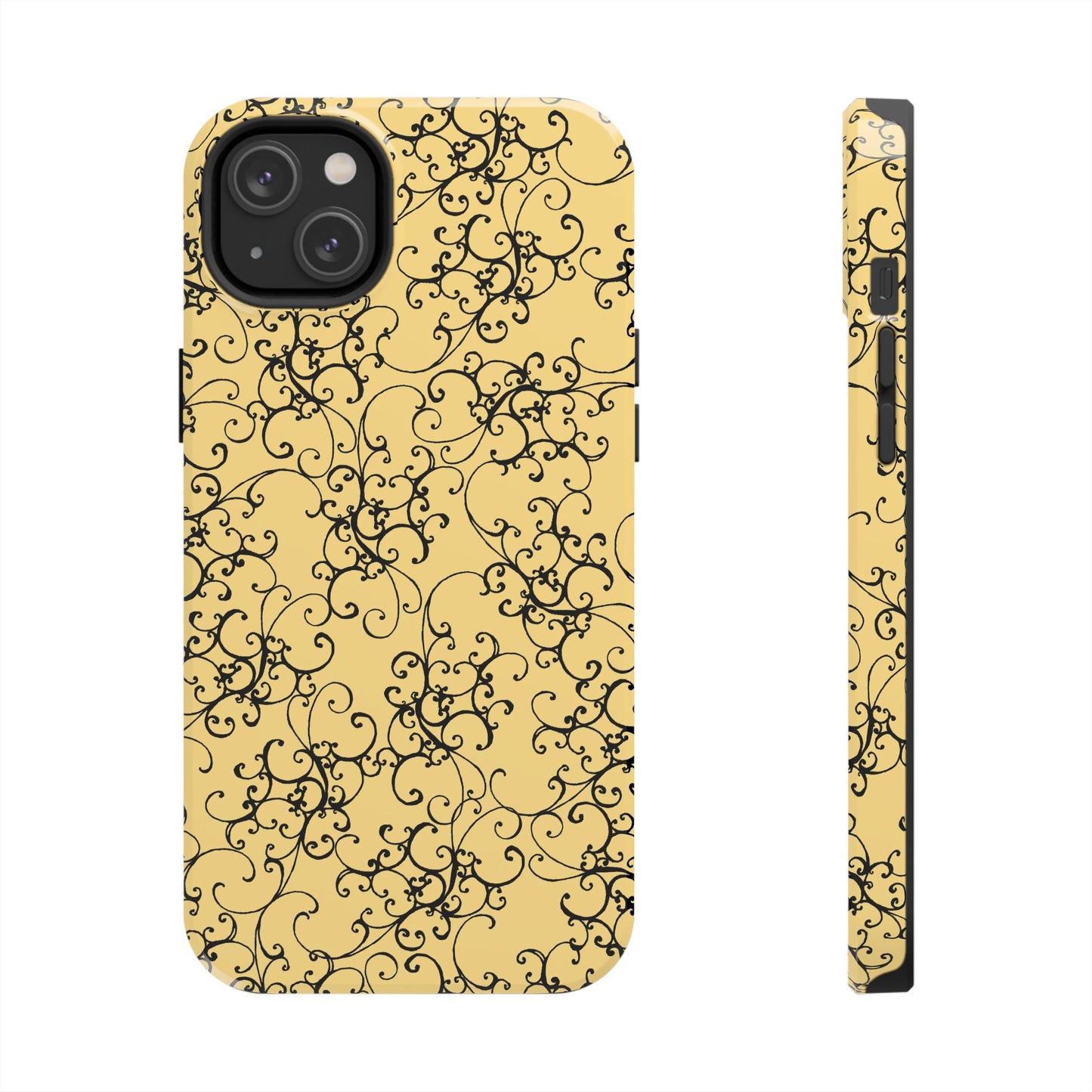 Elegant Scroll Yellow / Black Phone Case