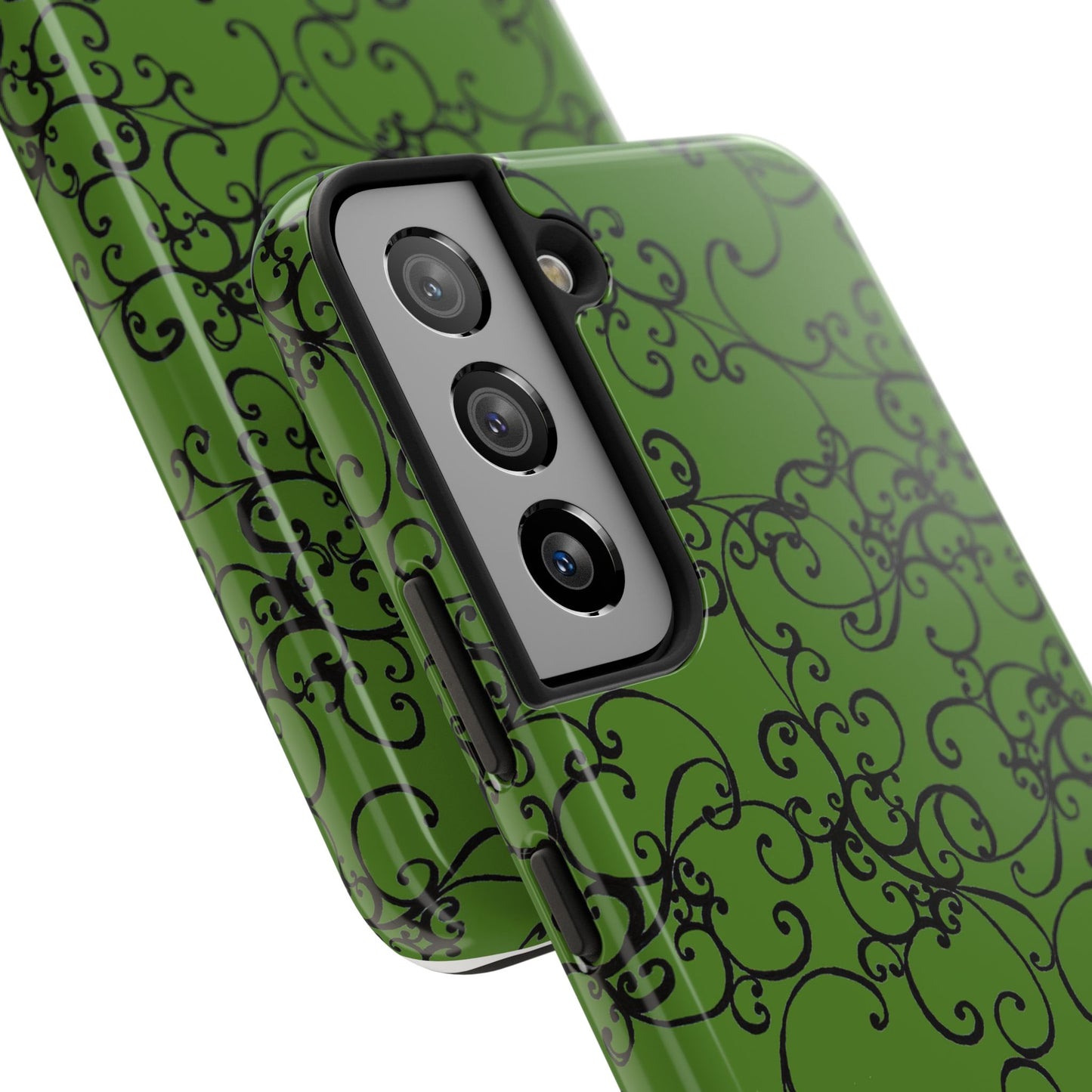 Elegant Scroll Green / Black Phone Case