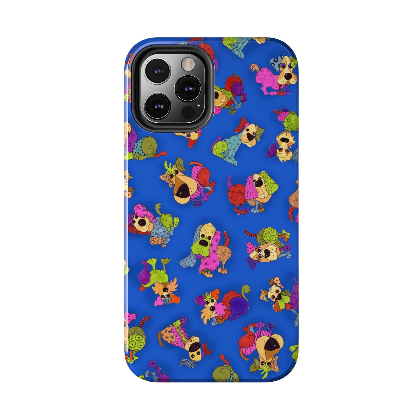 Tossed Happy Dogs Blue Phone Case