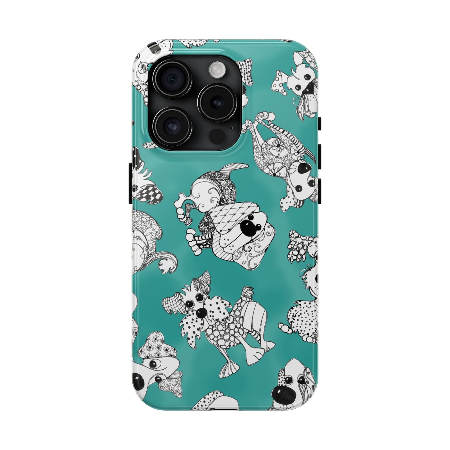 Doodle Dogs Turquoise Phone Case