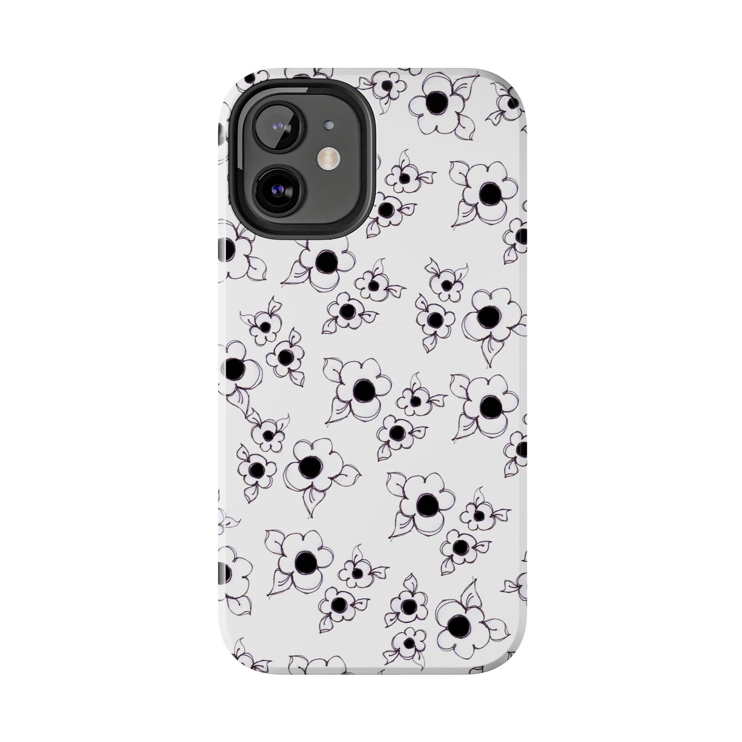 Daisy Cluster White / Black Phone Case