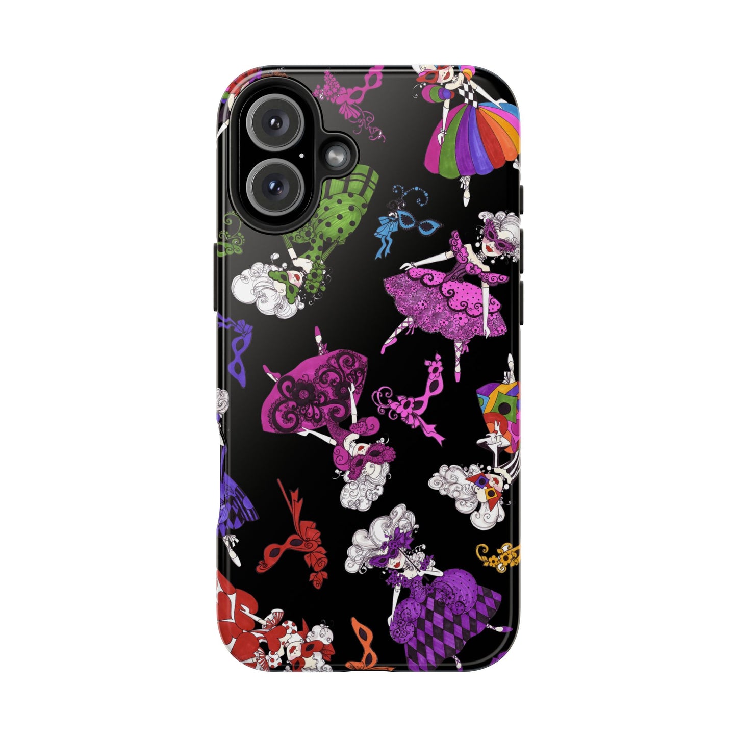 Tossed Masquerade Ladies Black Phone Case