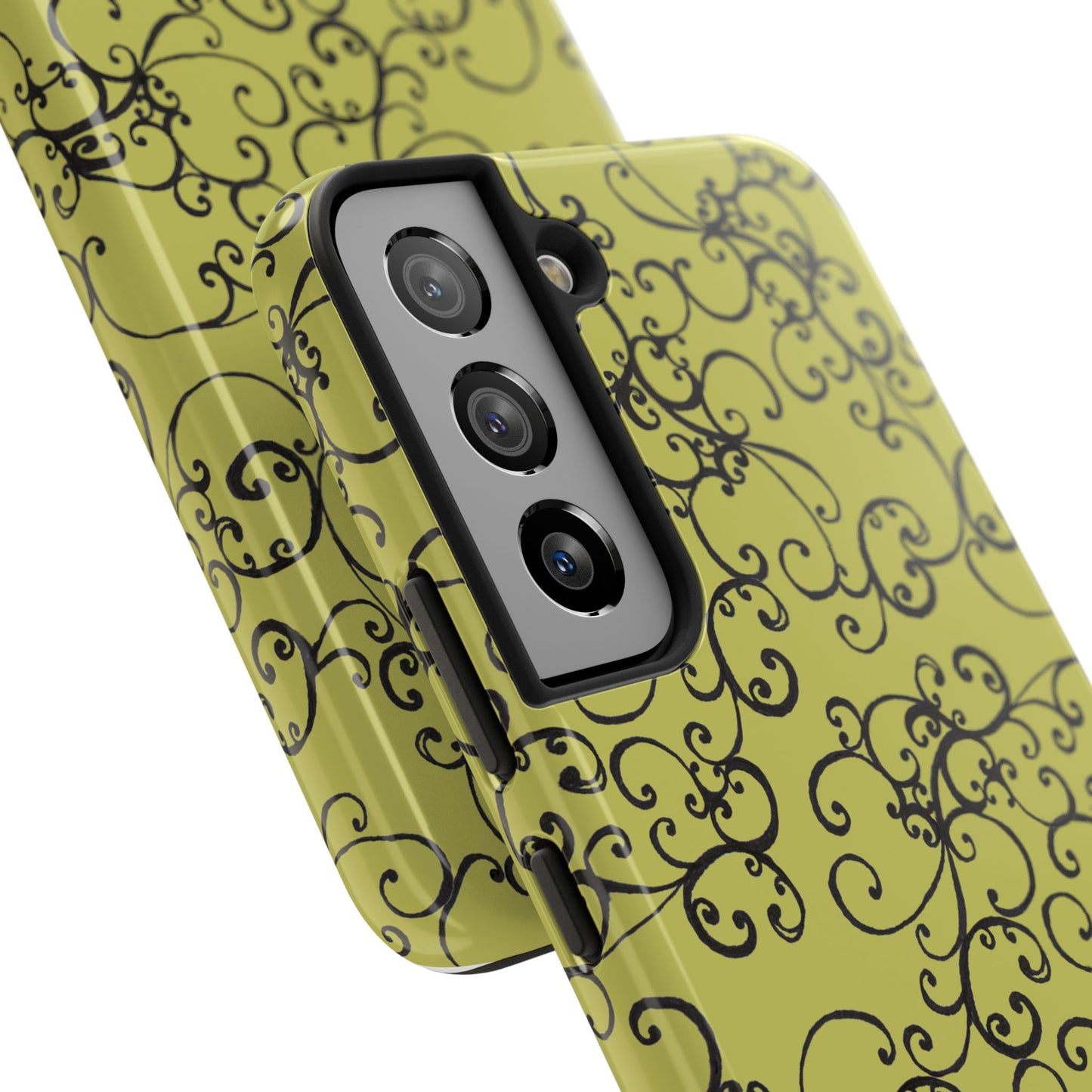 Elegant Scroll Green / Black Phone Case