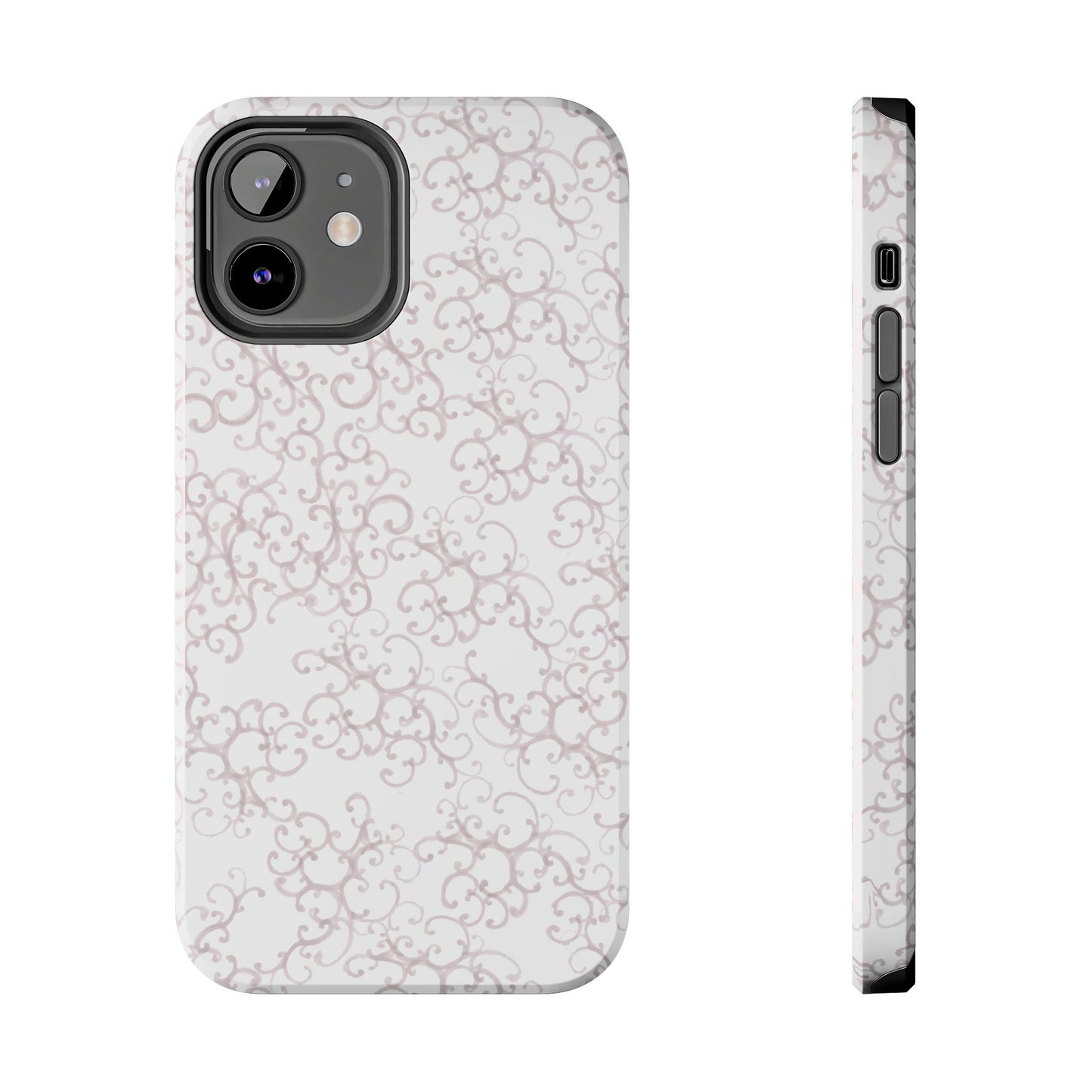 Scrollie White / Silver Phone Case