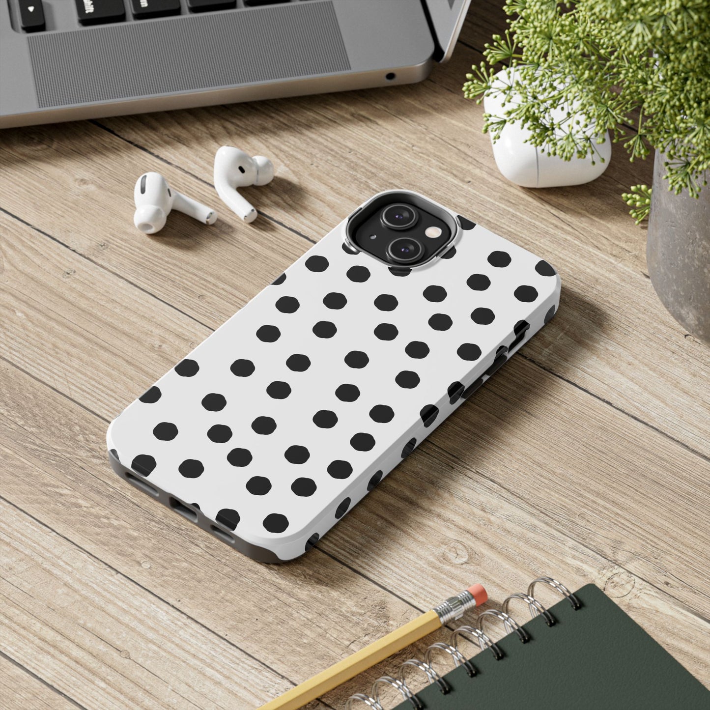 Jumbo Dots White / Black Phone Case