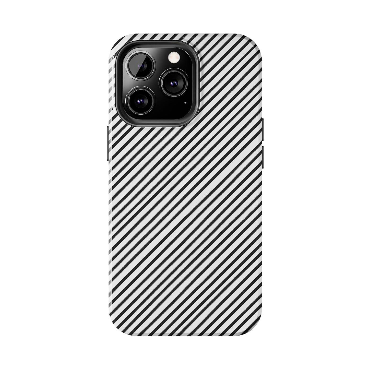Diagonal Stripe White / Black Phone Case