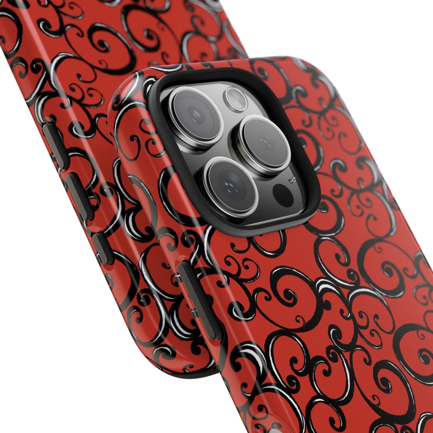 Curls Red / Black Phone Case
