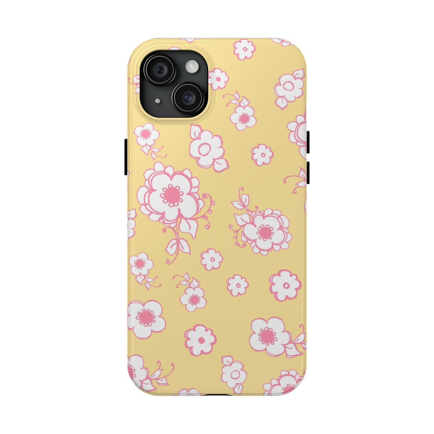 Pink Posies Yellow Phone Case