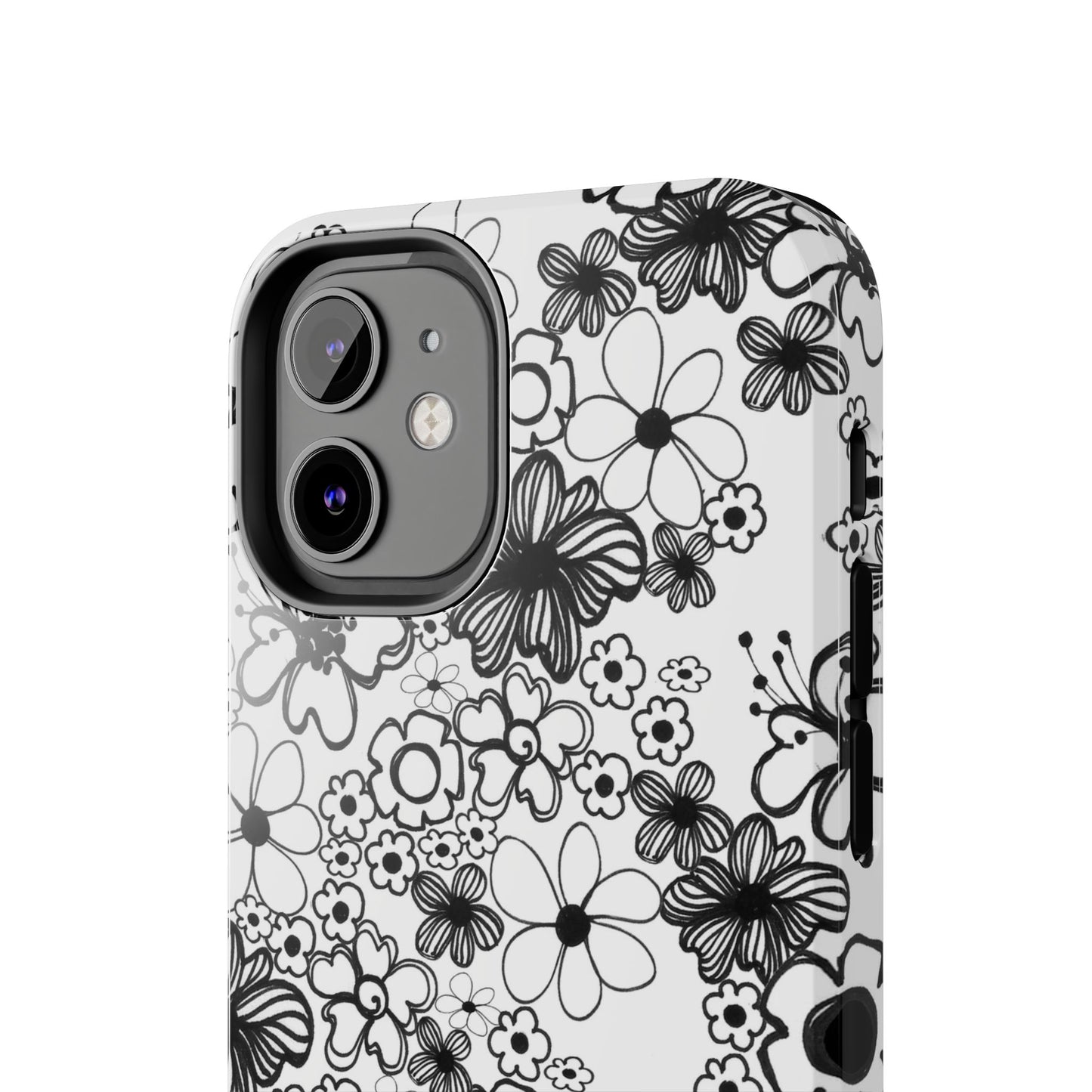 White and Black Flowers Phone Case