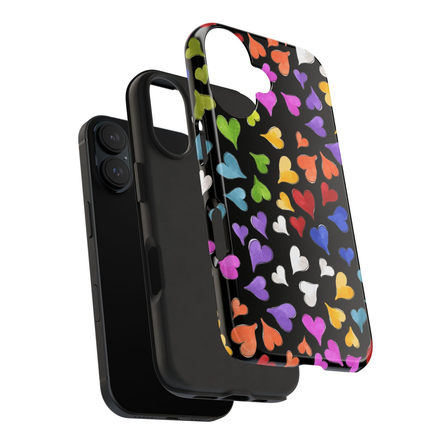 Happy Hearts Black Phone Case