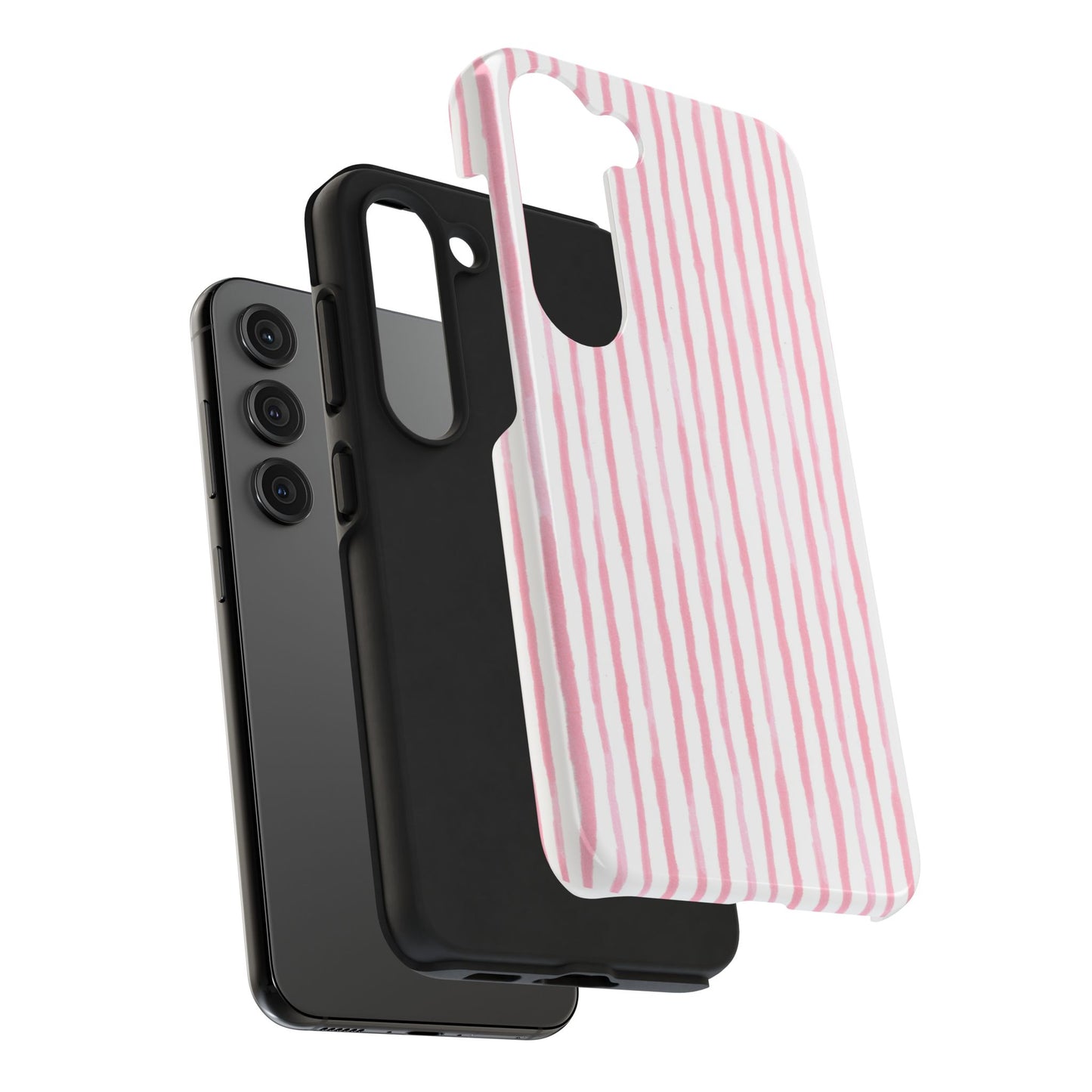 Happy Stripe White / Pink Phone Case