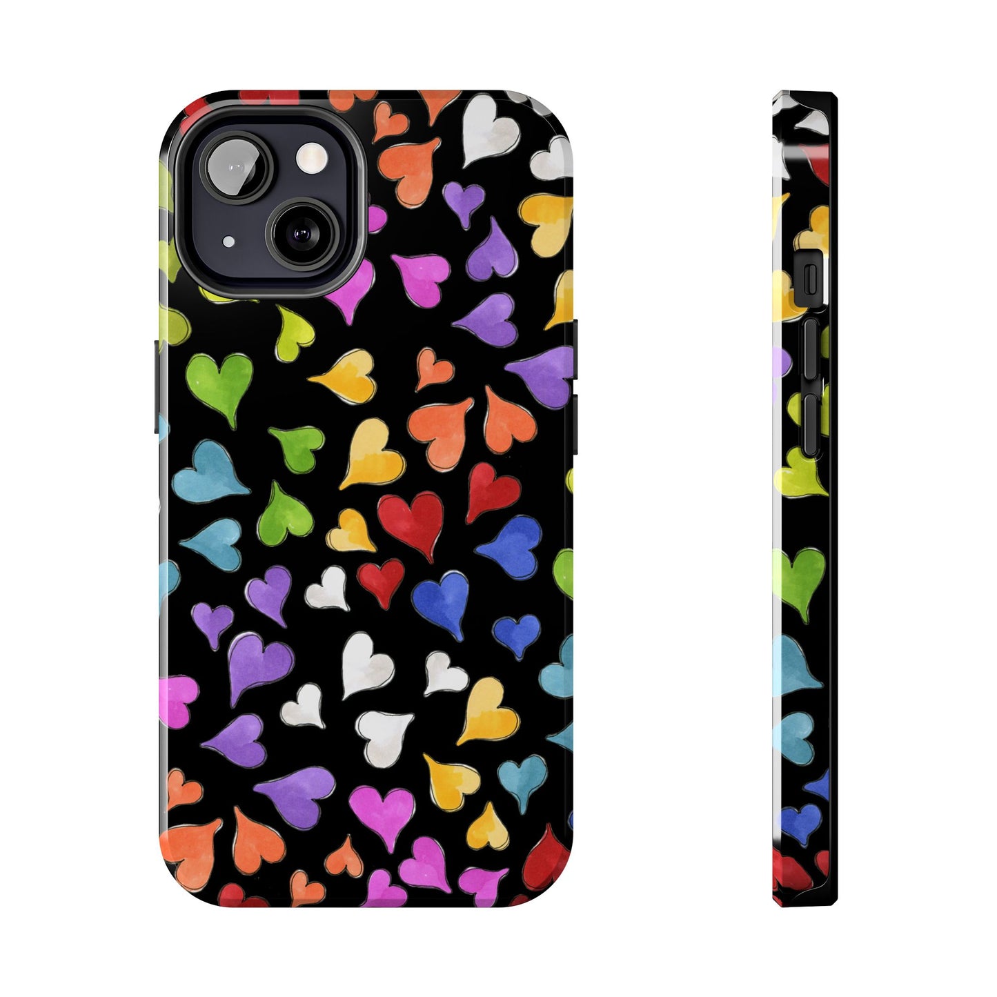 Happy Hearts Black Phone Case