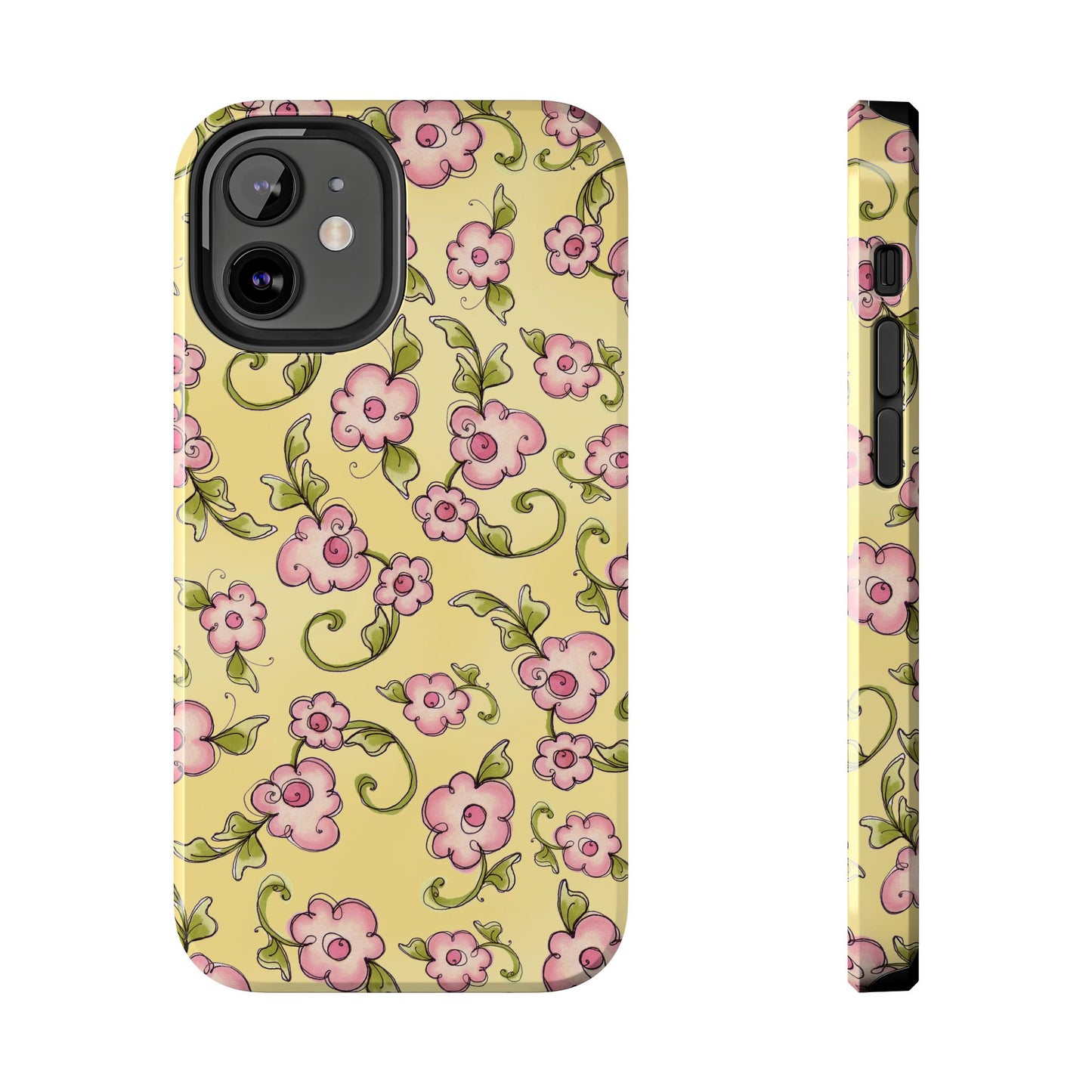 Scroll Daisies Yellow / Peach Phone Case