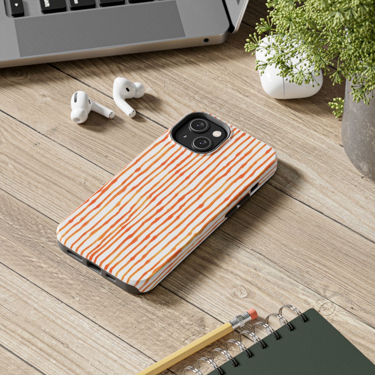 Faux Seersucker Orange / White Phone Case