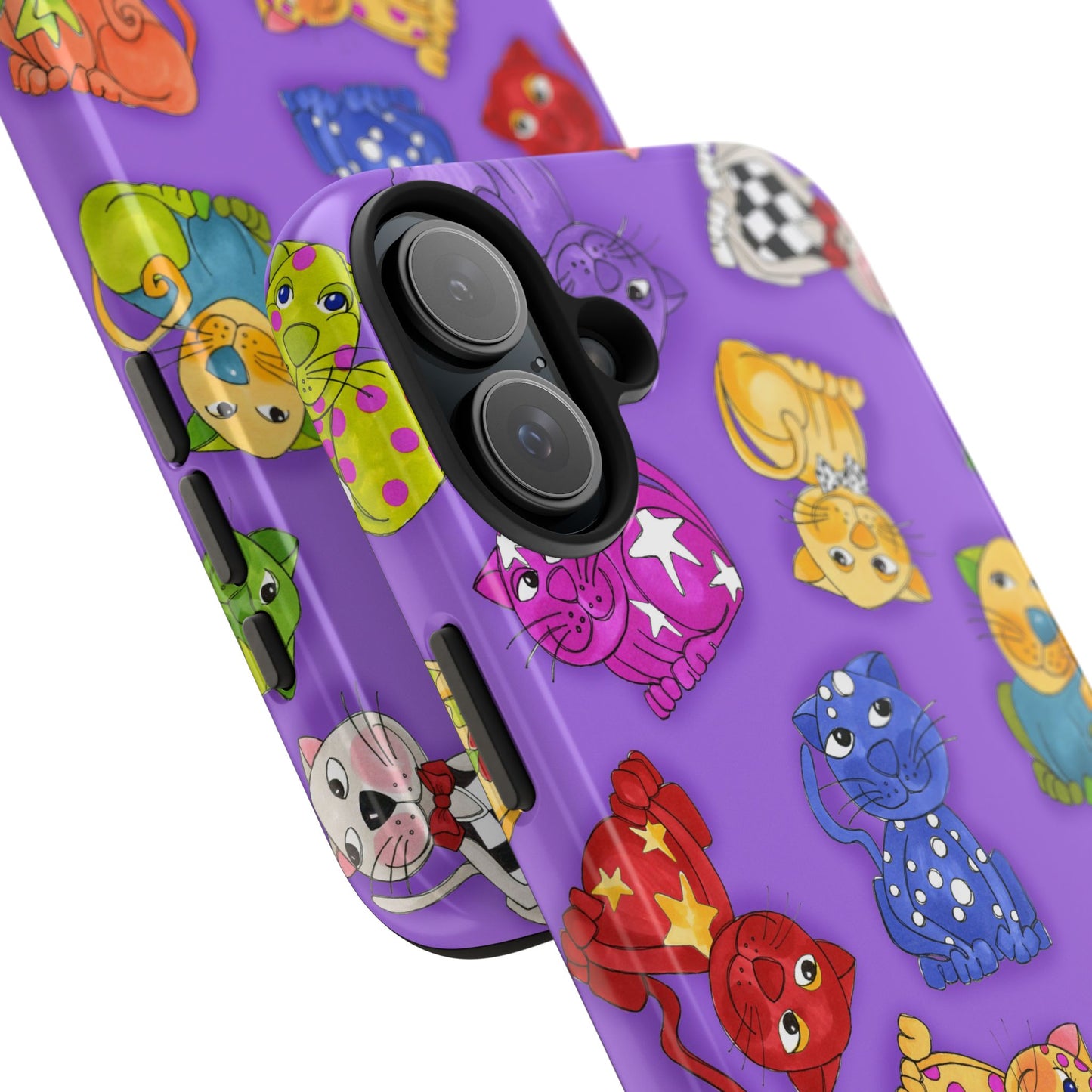 Tossed Happy Cats Purple Phone Case