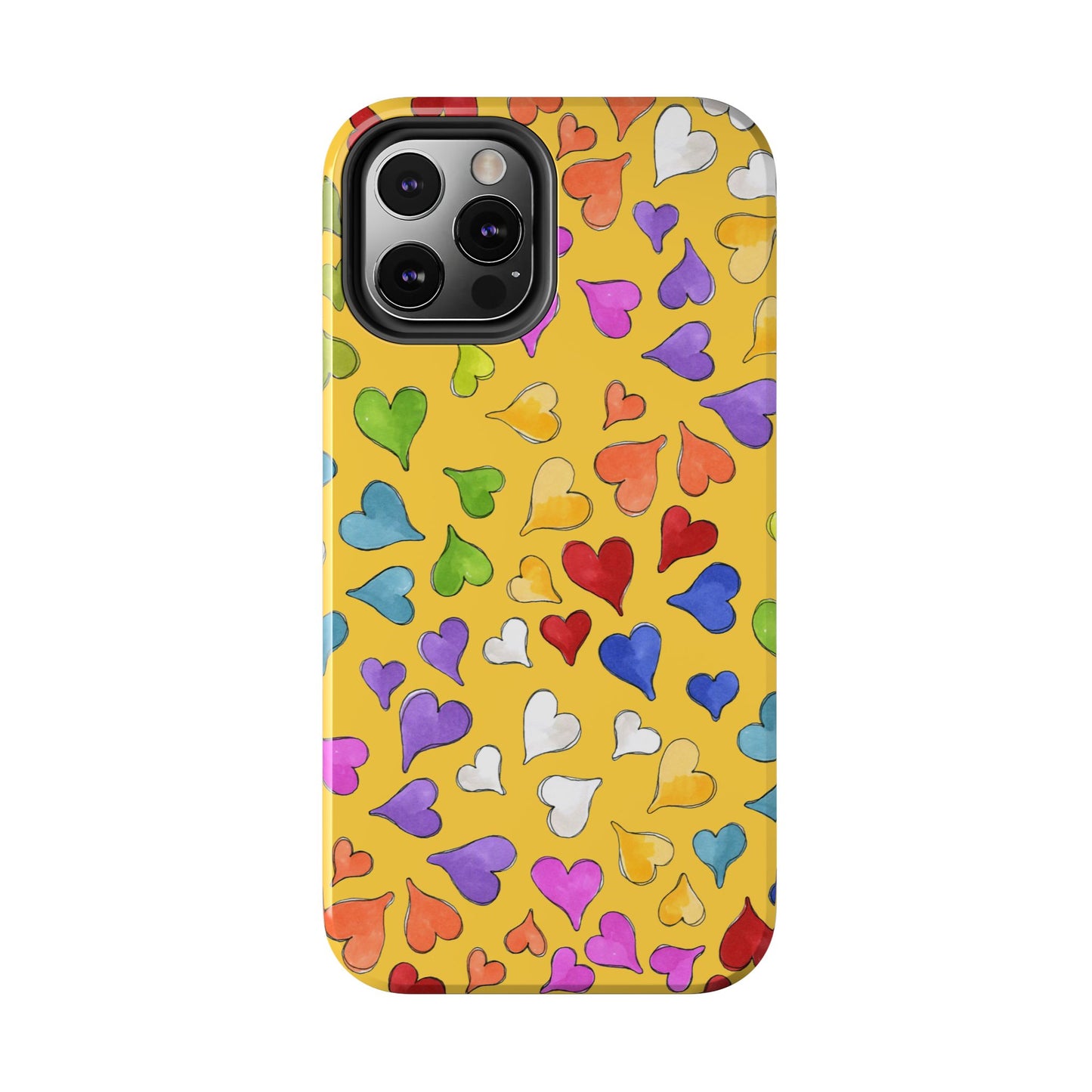 Happy Hearts Yellow Phone Case