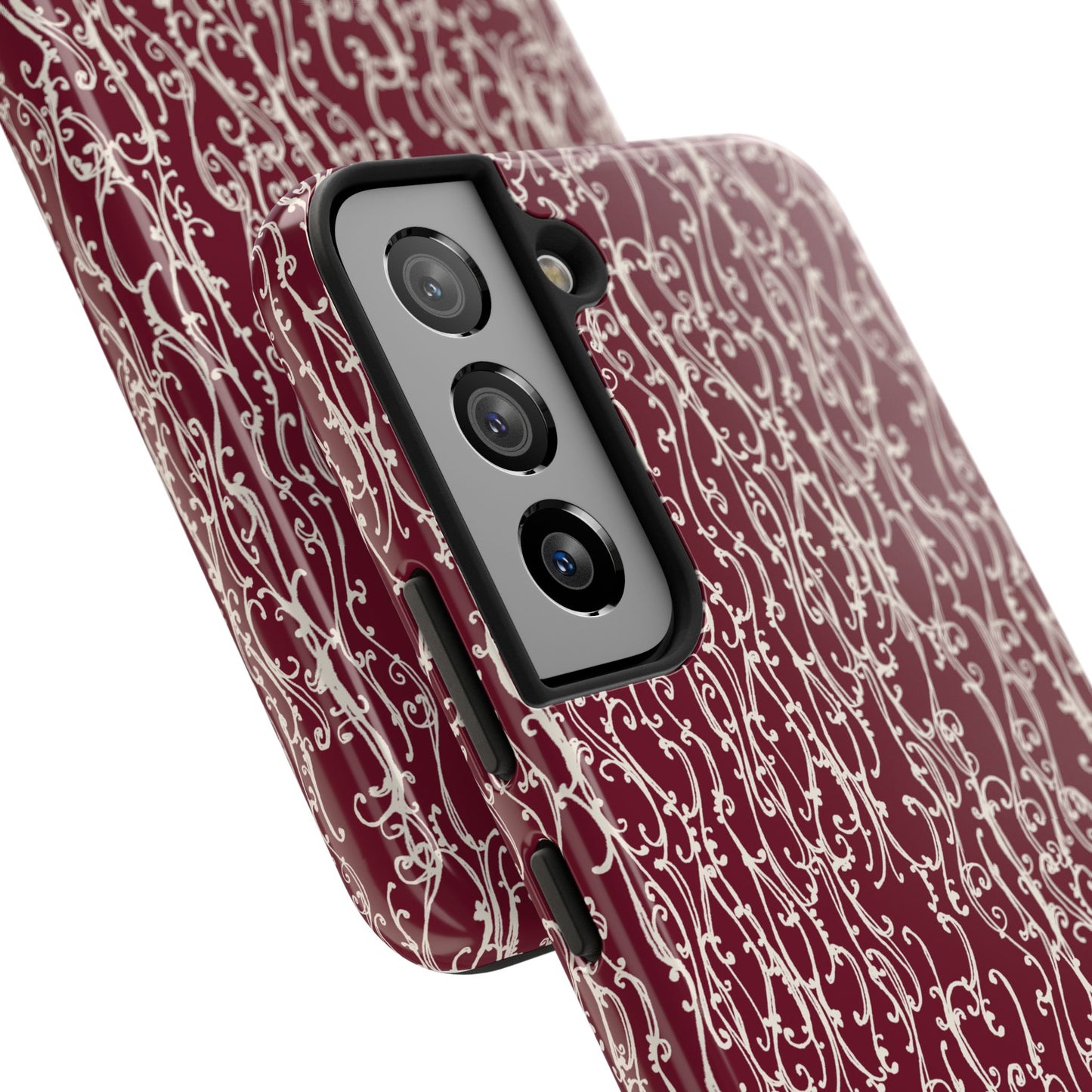 Swan Scroll Red / White Phone Case