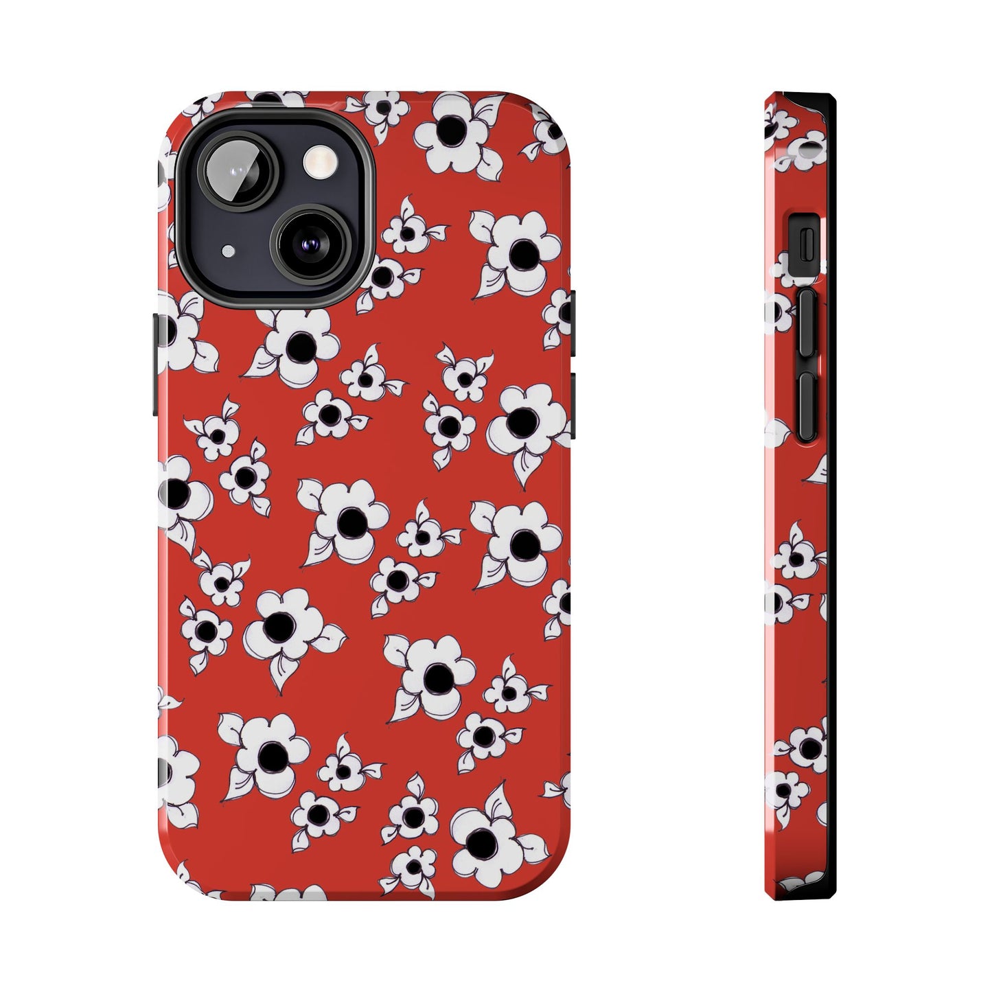 Daisy Cluster Red / Black Phone Case