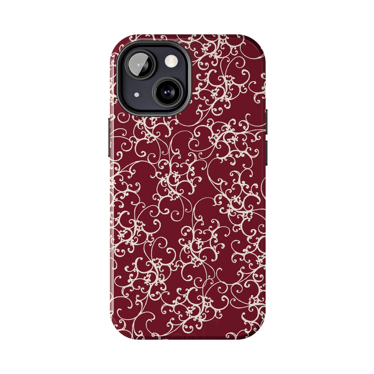 Elegant Scroll Red / Ivory Phone Case