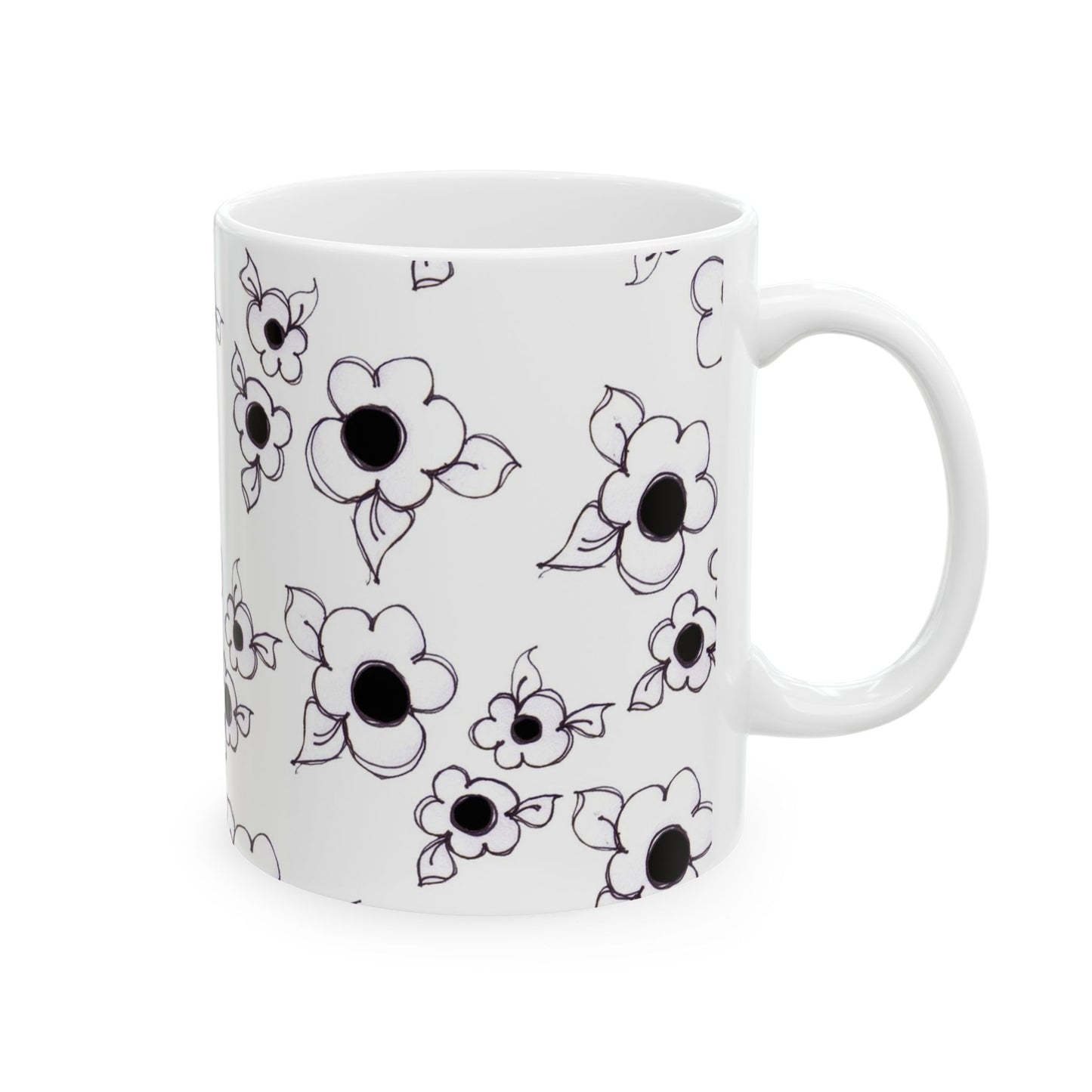 Daisy Cluster White / Black Cup