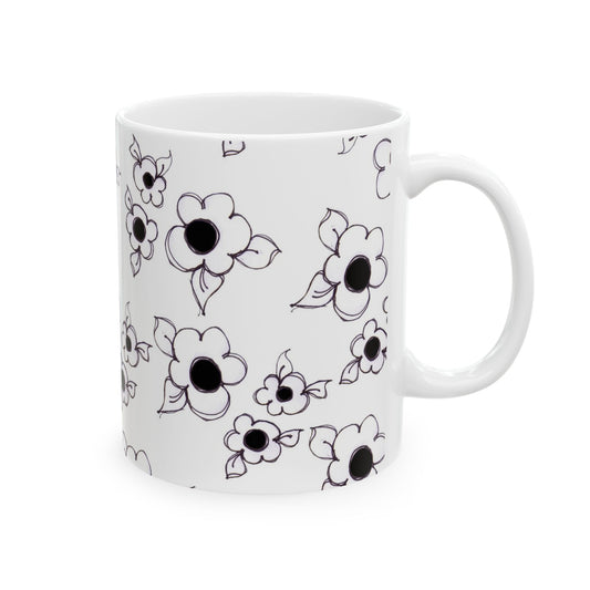 Daisy Cluster White / Black Cup