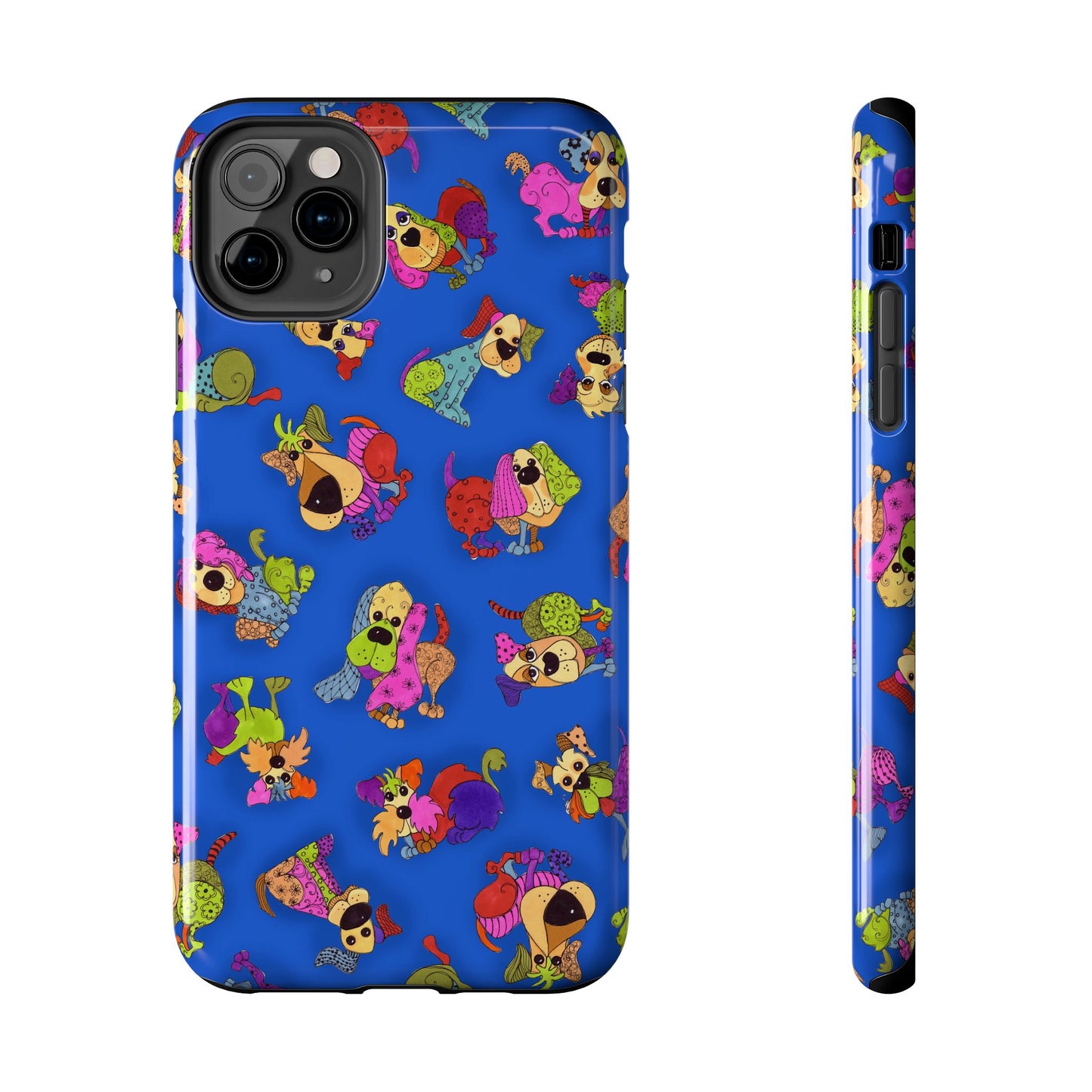 Tossed Happy Dogs Blue Phone Case