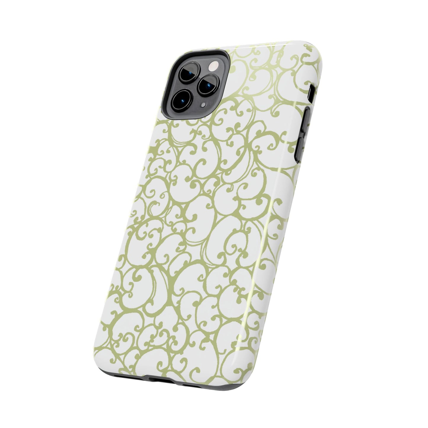 Scrollie White / Green Phone Case