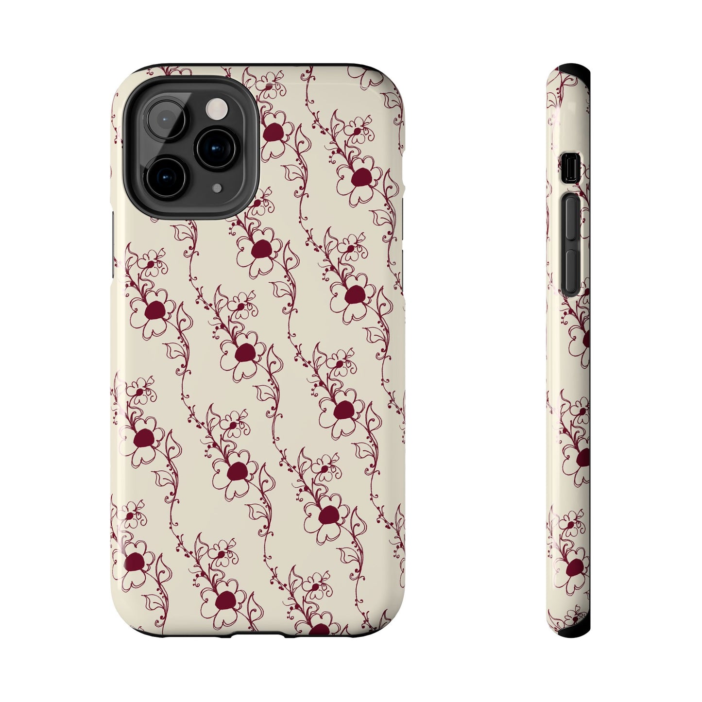 Diagonal Daisies Ivory / Red Phone Case