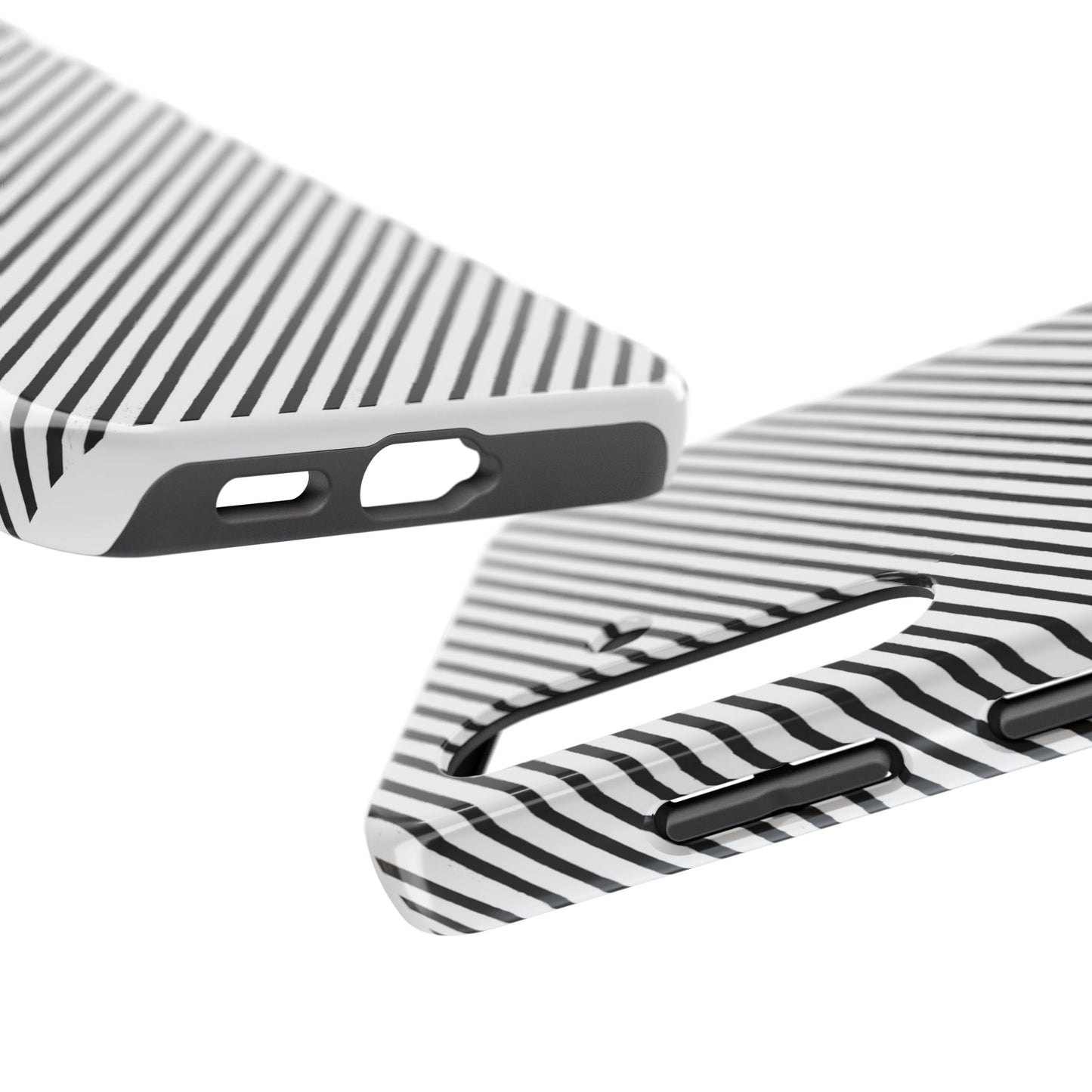 Diagonal Stripe White / Black Phone Case