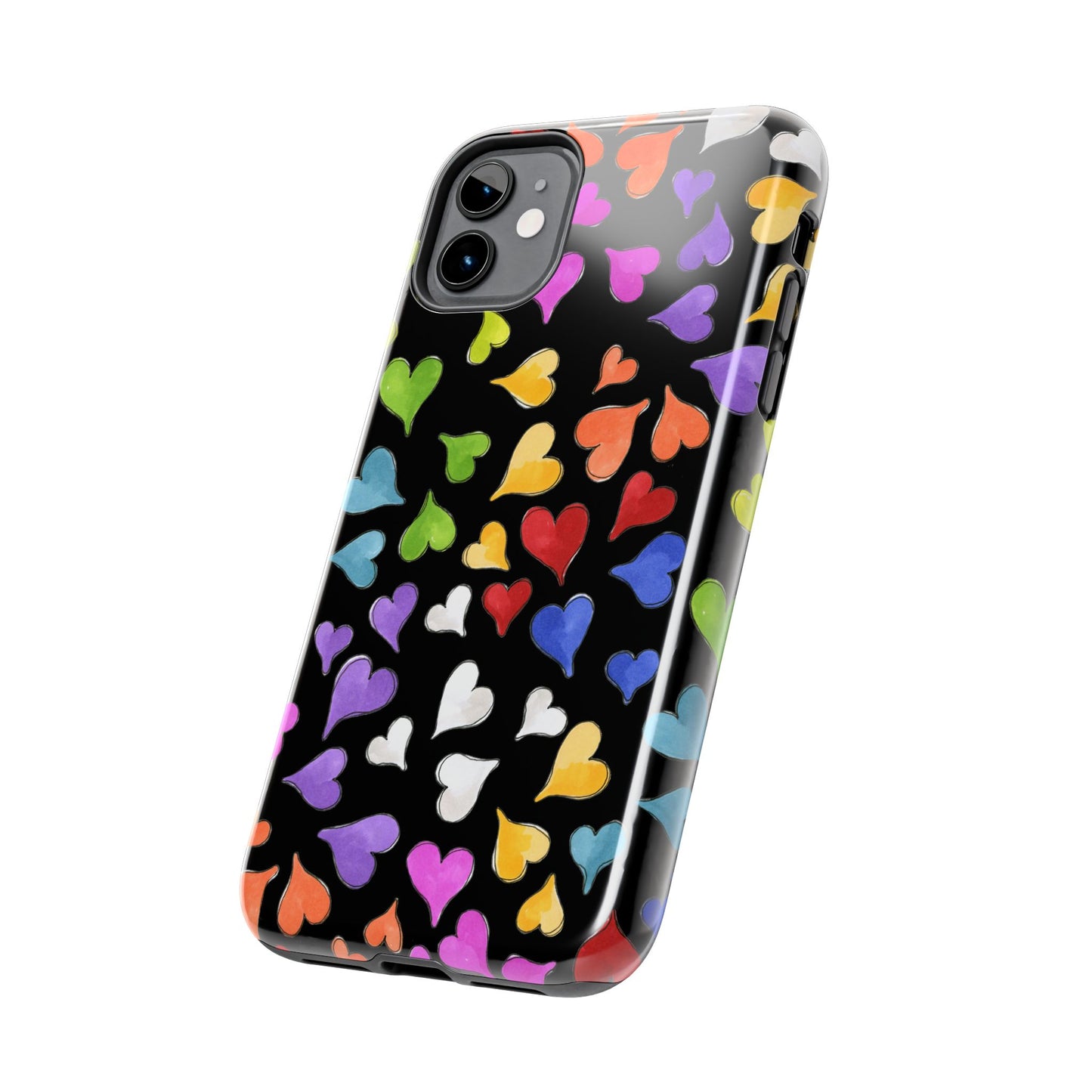 Happy Hearts Black Phone Case