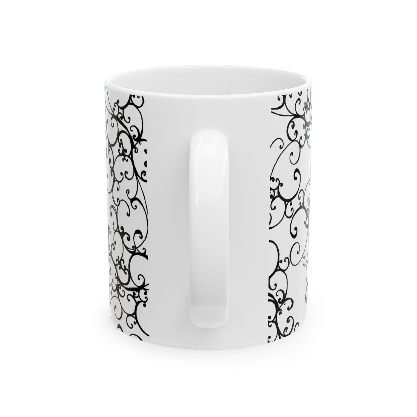Elegant Scroll White / Black Cup