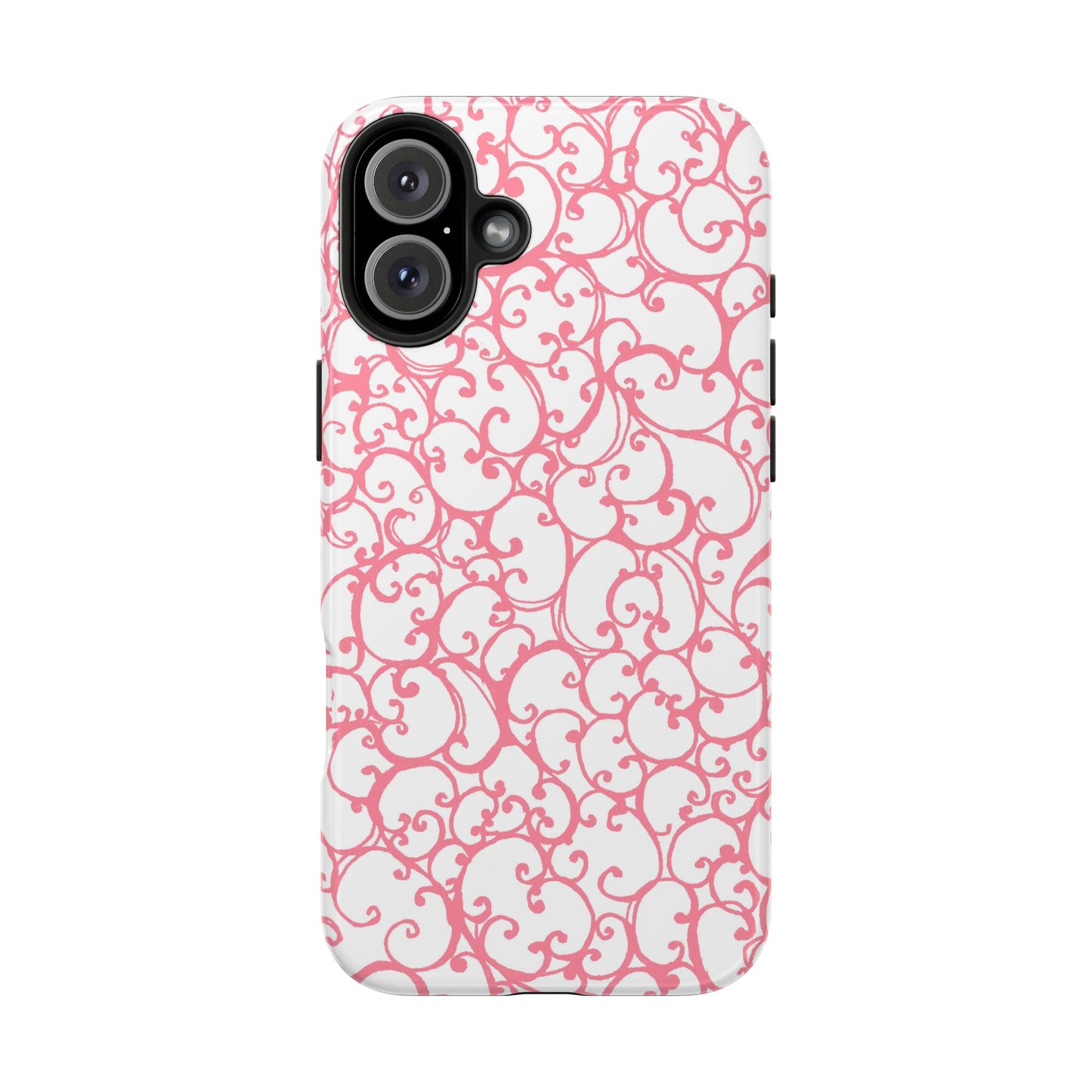 Scrollie White / Pink Phone Case