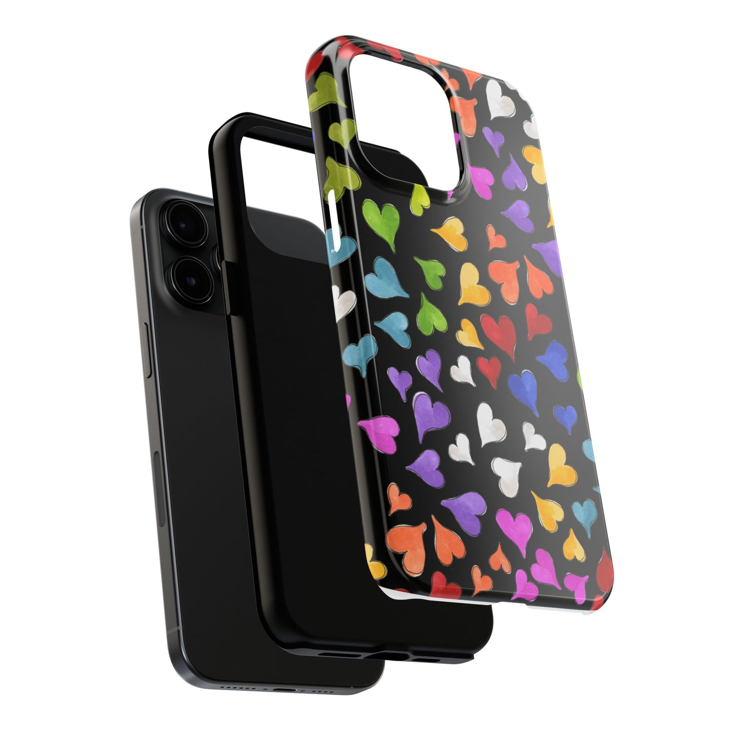 Happy Hearts Black Phone Case
