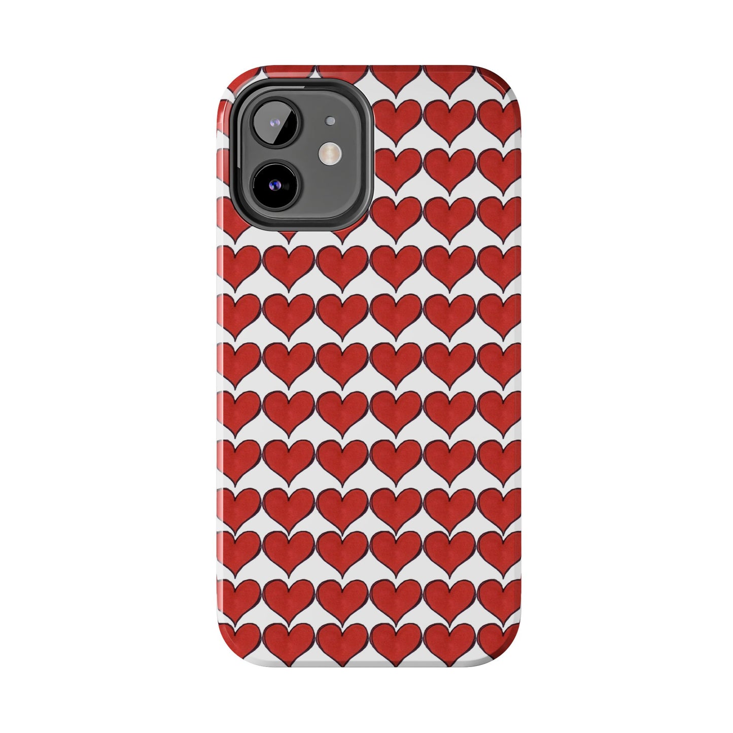 Heartbeats White / Red Phone Case