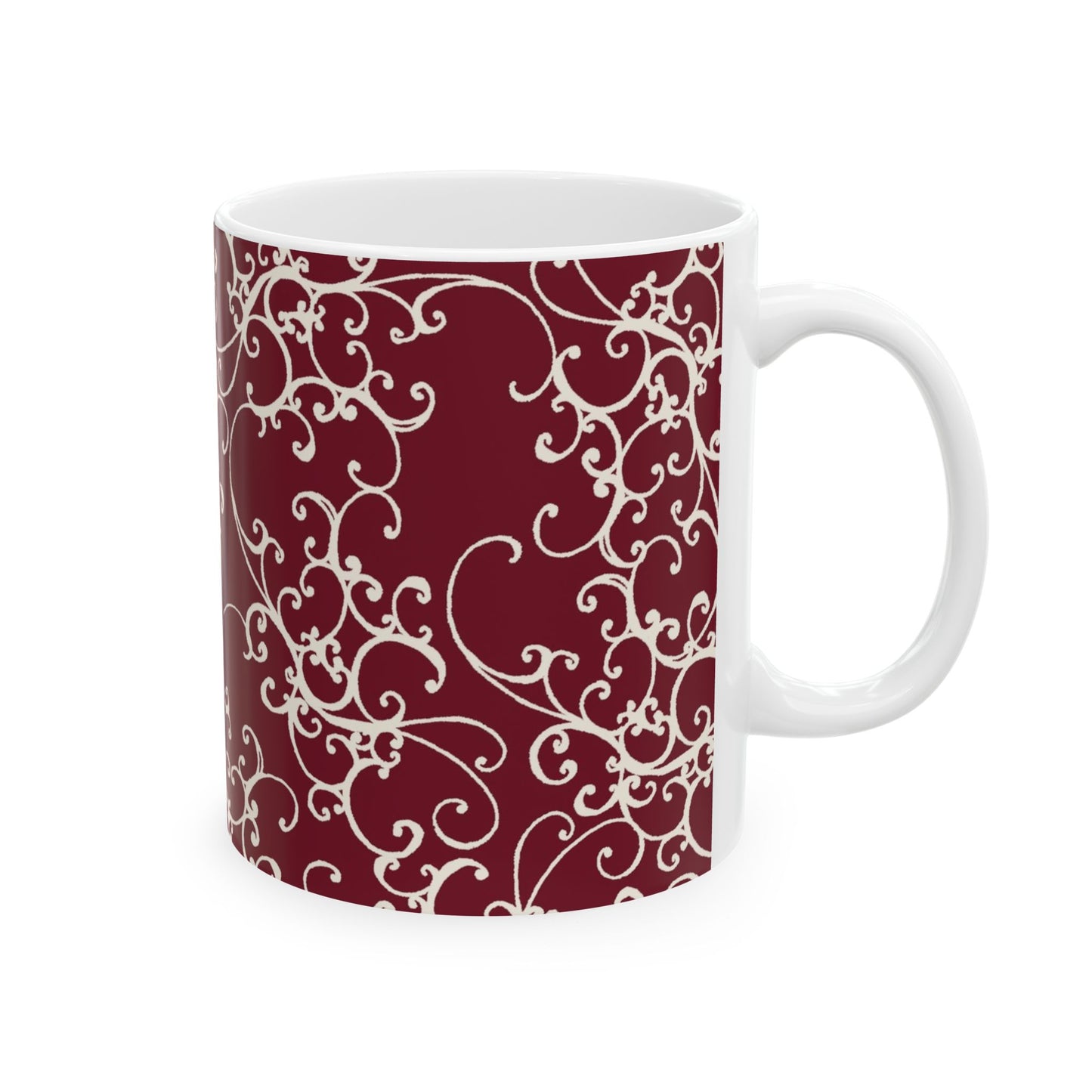 Elegant Scroll Red / Ivory Cup