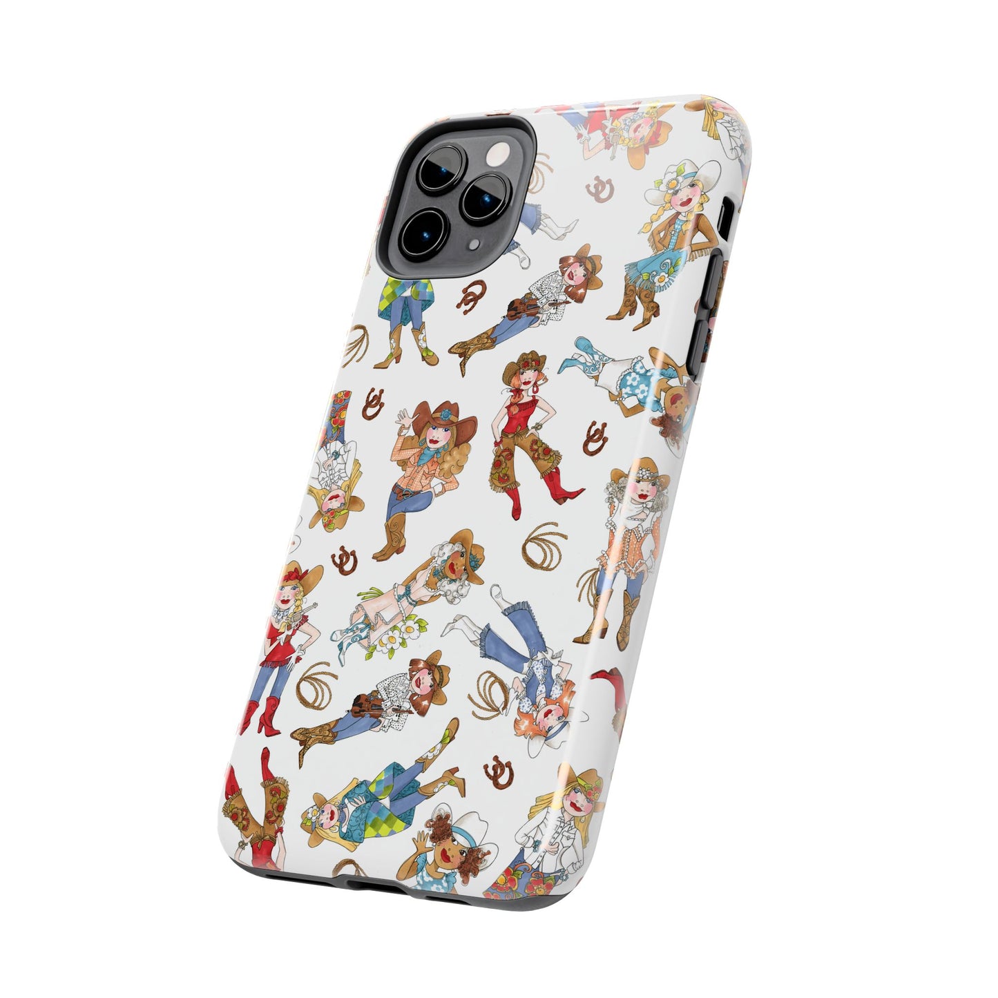 Tossed Cowgirls White Phone Case