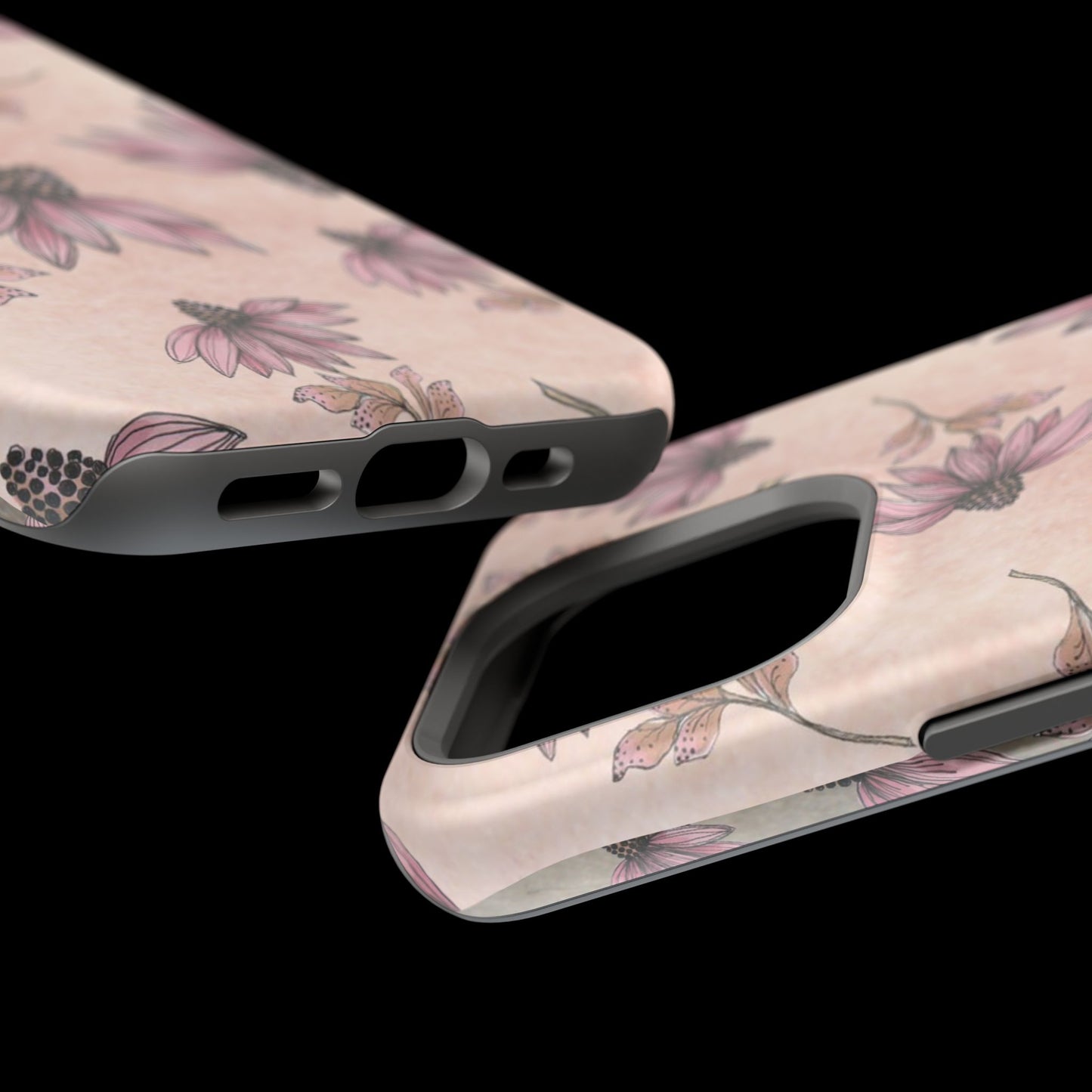Wild Cone Flowers Pink Marble Phone Case