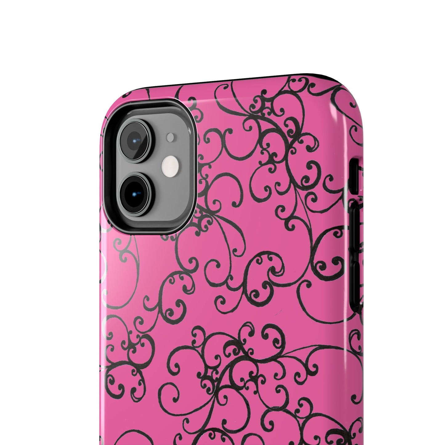 Elegant Scroll Pink / Black Phone Case