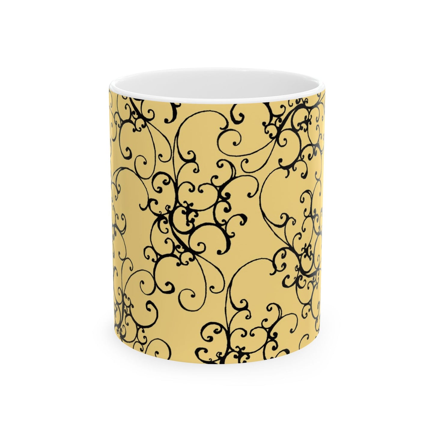 Elegant Scroll Yellow / Black Cup