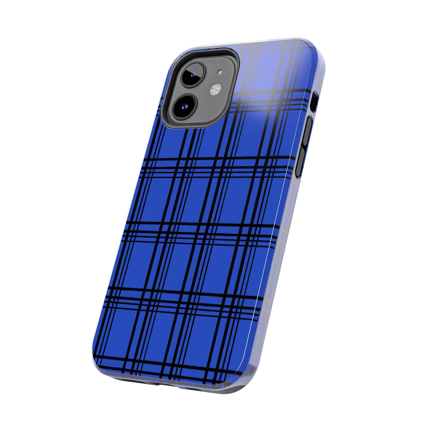 Glad Plaid Blue / Black Phone Case