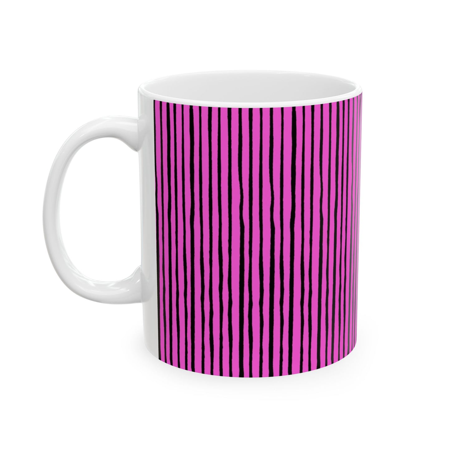 Quirky Pin Stripe Pink / Black Cup