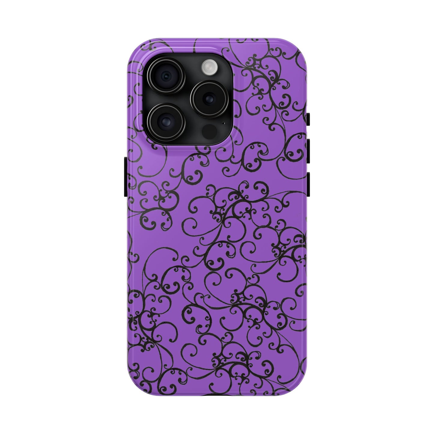 Elegant Scroll Purple / Black Phone Case