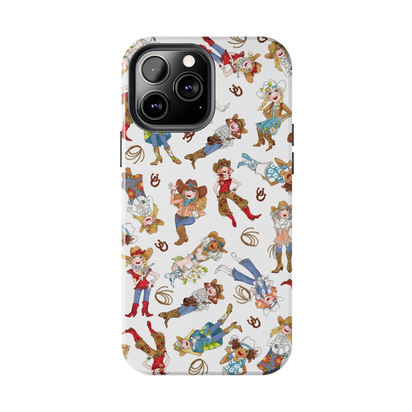 Tossed Cowgirls White Phone Case