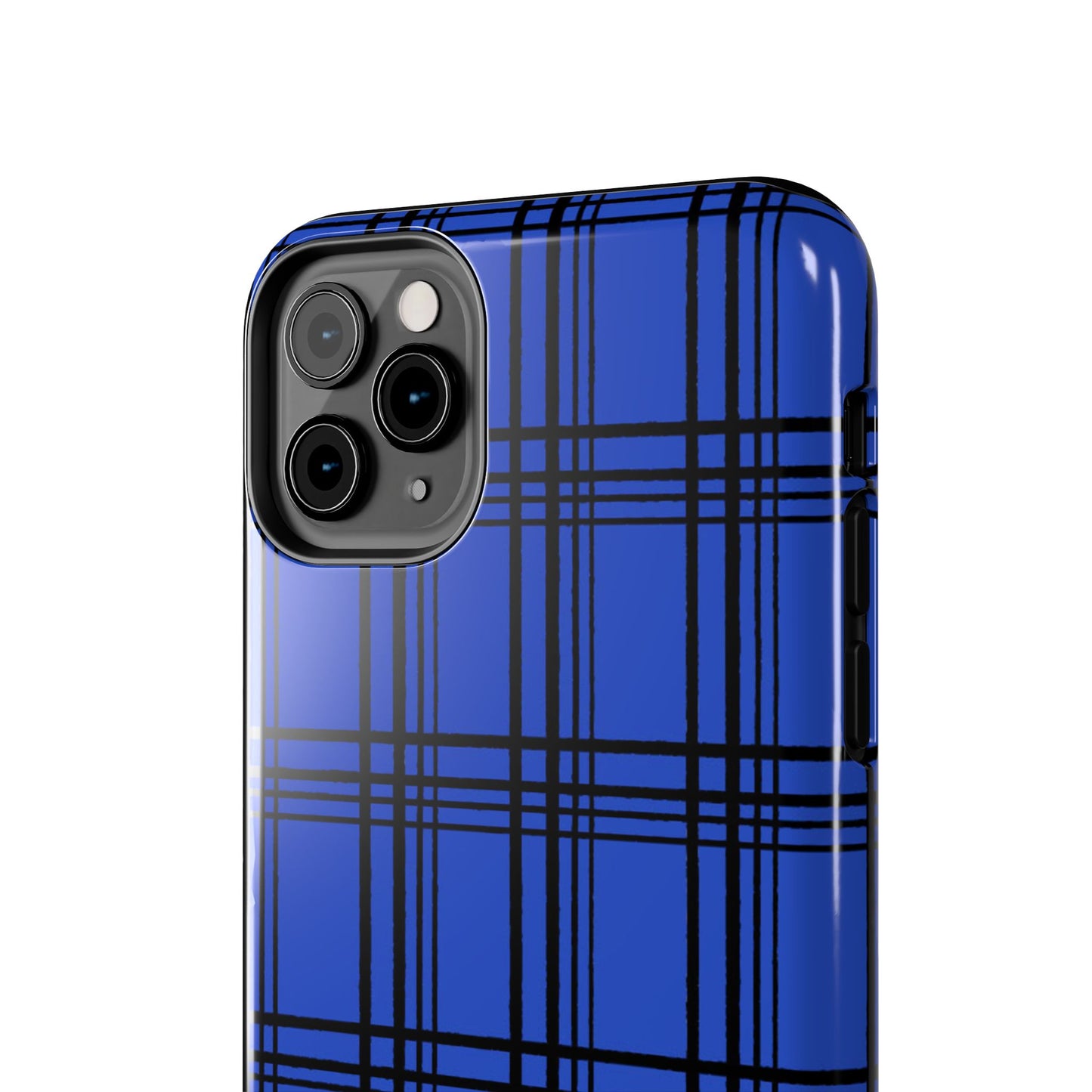 Glad Plaid Blue / Black Phone Case