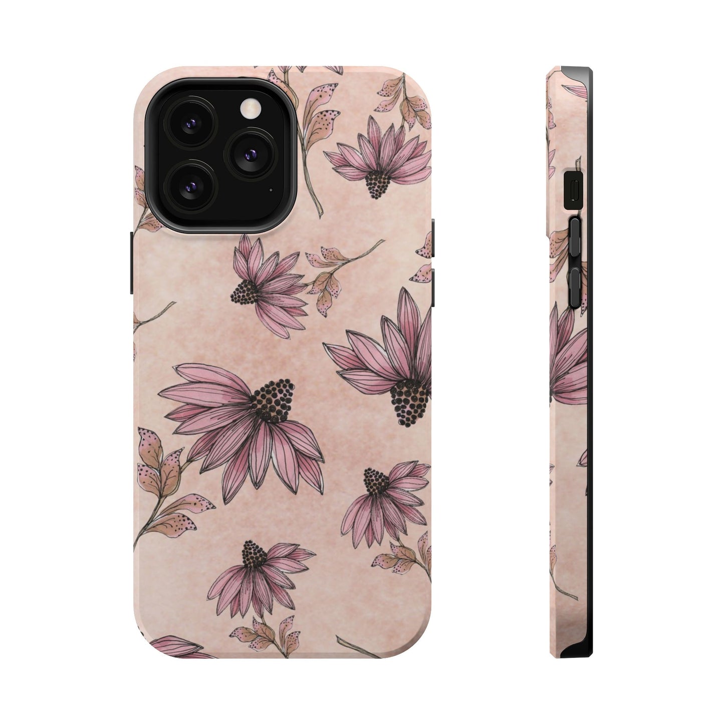 Wild Cone Flowers Pink Marble Phone Case