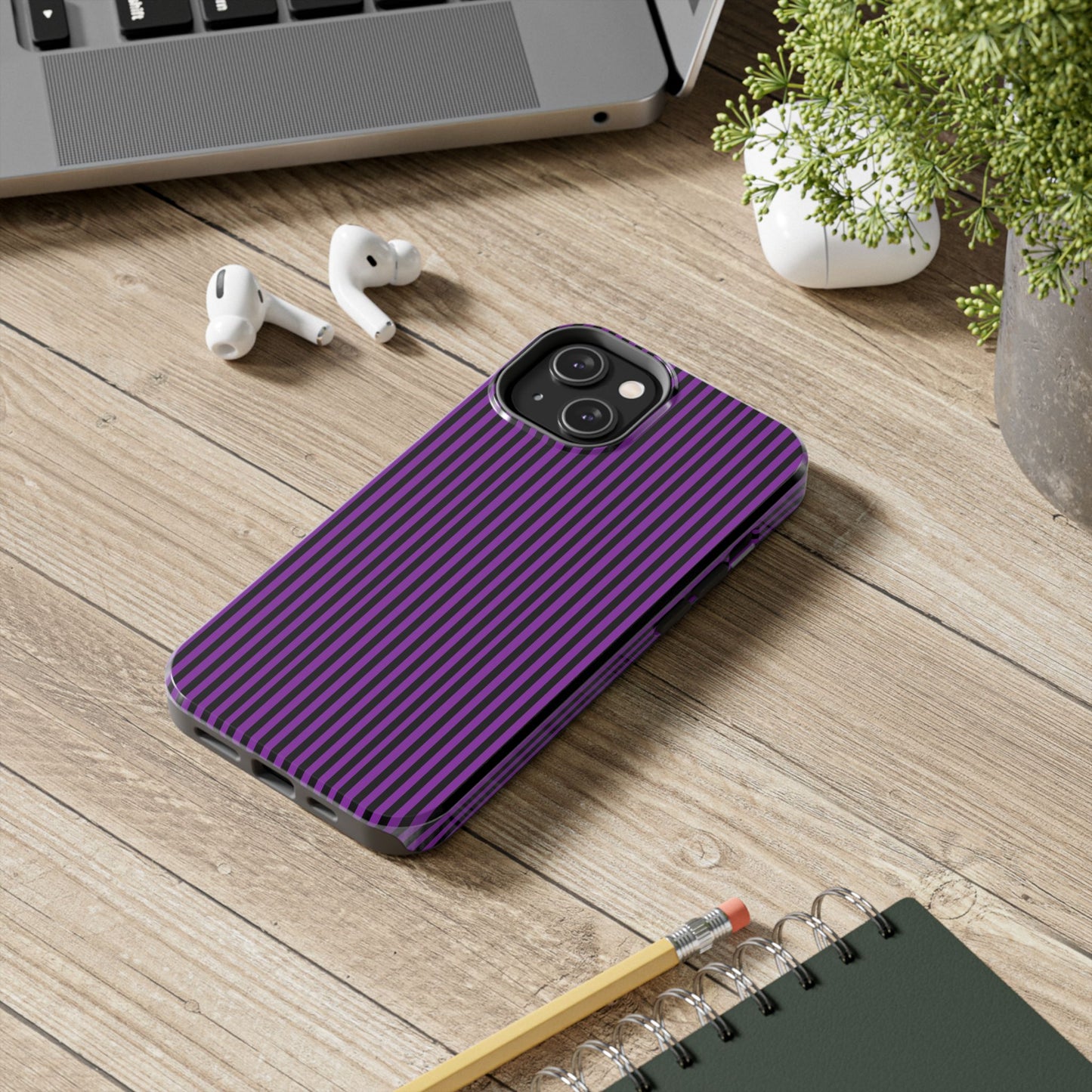 Stripe Purple / Black Phone Case