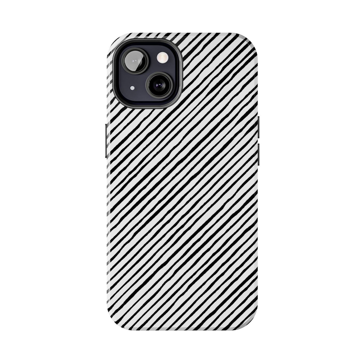 Quirky Bias Stripe White / Black Phone Case