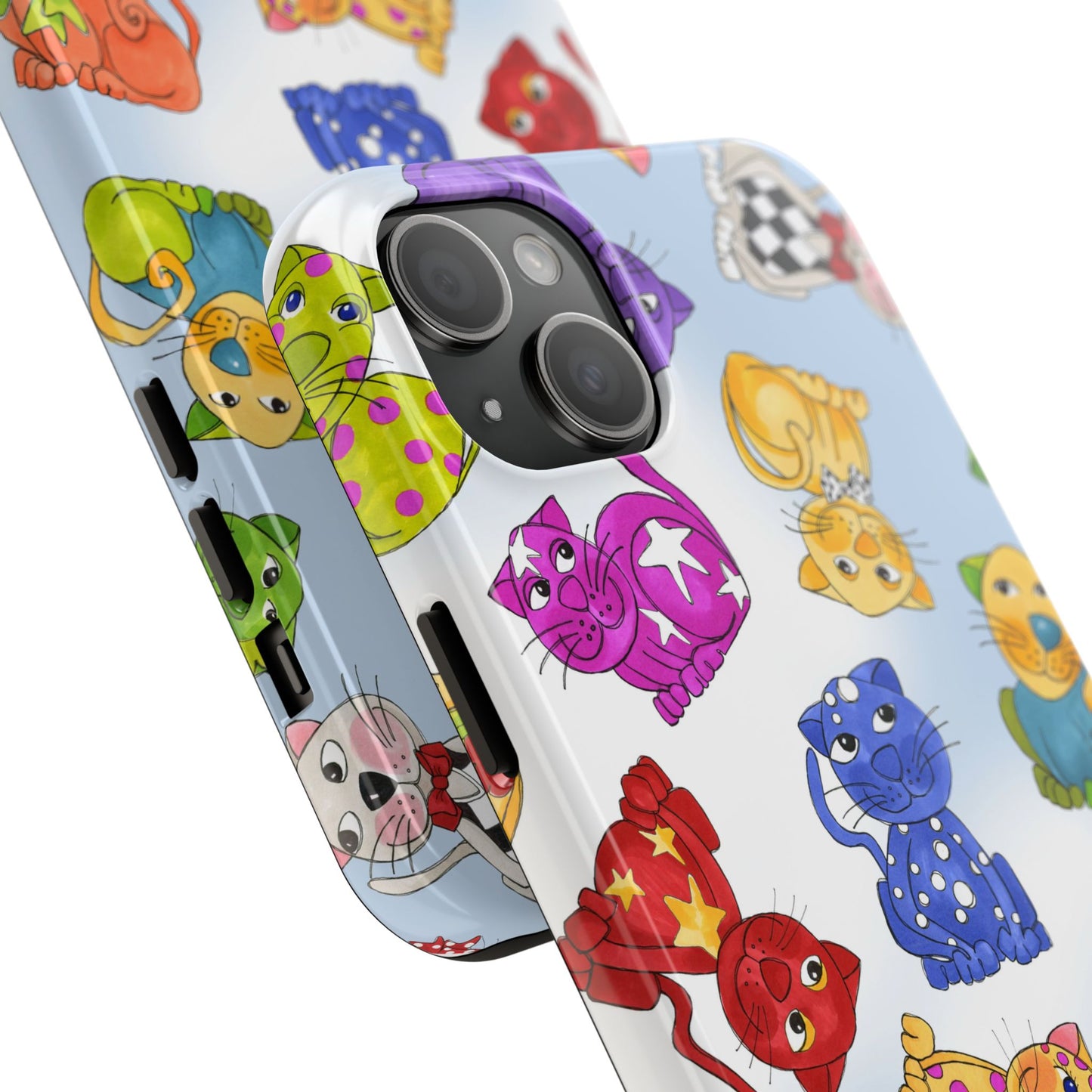 Tossed Happy Cats Blue Sky Phone Case