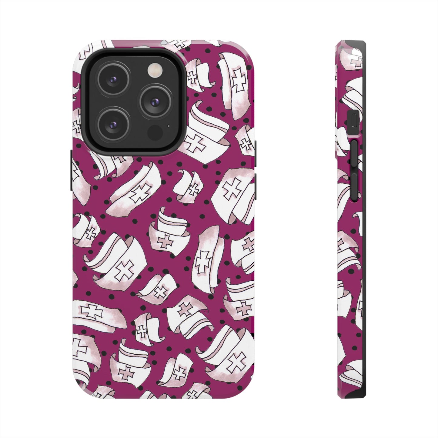 Med Hats Burgundy / Black Phone Case